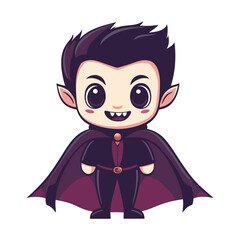 Cute Little Dracula Vampire, Halloween Vector Clipart Design.