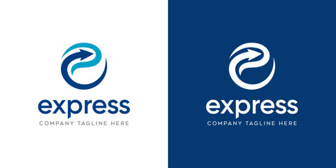 logo express logistic transportation, express fast service logistic concept logo design template