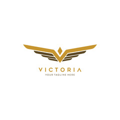  V letter logo with wing elements