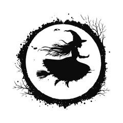 Obraz premium Witch Flying Vector Design Halloween Clipart