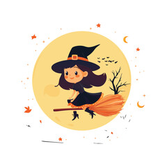 Witch Flying Vector Design Halloween Clipart