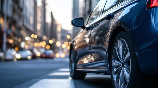 Rush hour traffic in a bustling city street