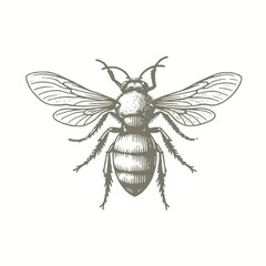 Obraz premium engraving of a bee is drawn in a black and white style