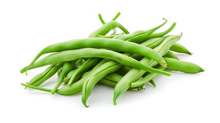 Fototapeta premium A pile of green beans isolated on white background