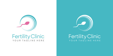 Fertility clinic logo. sperm symbols healthcare fertility pregnancy women. logo design vector.