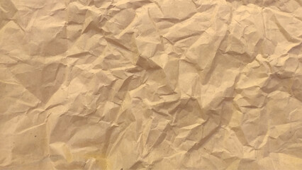 Crumpled brown craft package paper texture. Abstract beige background with wrinkled cardboard texture. realistic origami page. Vector illustration 
