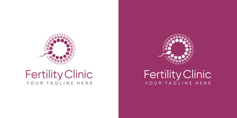 Fertility clinic logo. sperm symbols healthcare fertility pregnancy women. logo design vector.