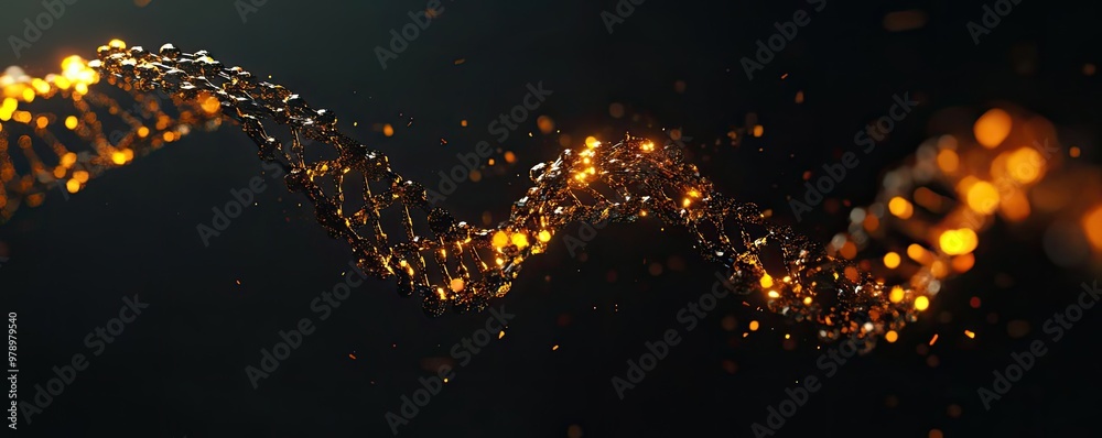 Poster A mesmerizing wave of golden particles creating a stunning visual effect, perfect for backgrounds and abstract designs.