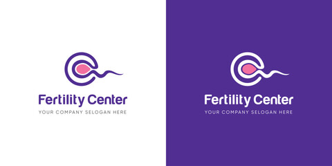 fertility clinic logo. This concept is a visual representation of helping a couple's Pregnant to quickly have children