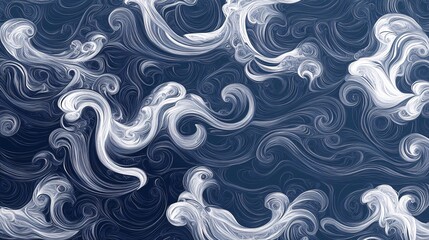 Fototapeta premium Abstract background with white swirls on a blue background.