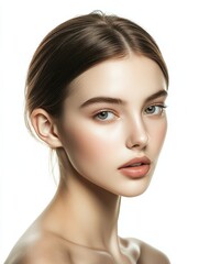 Obraz premium Beautiful Woman with Natural Makeup and Smooth Skin