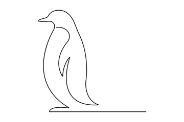 Penguin continuous one line art drawing of vector