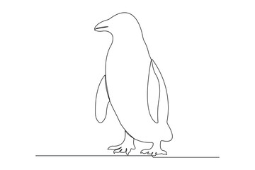 Penguin continuous one line art drawing of vector