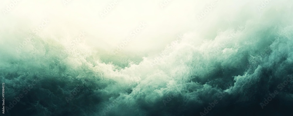 Poster a tranquil sky filled with billowing clouds, creating a serene atmosphere perfect for nature-themed 