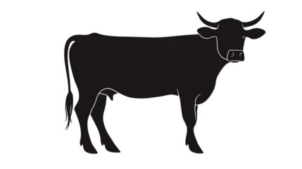 Silhouette of a cow in motion, pose,  transparent background.