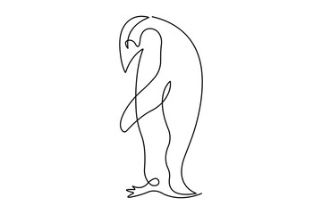 Penguin continuous one line art drawing of vector