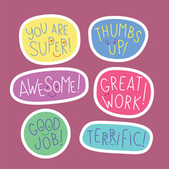 Set of speech bubbles with self love quotes