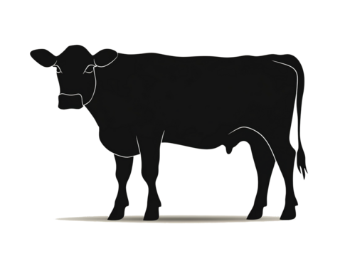 Silhouette of a dairy cow, side view, transparent background. - Powered by Adobe
