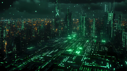 Obraz premium Virtual matrix of future data flow