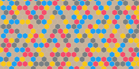 Abstract cube hexagon shape background. Hexagons pattern. Geometric abstract background with simple hexagonal. Seamless geometric pattern with hexagon grid line, Seamless vector 