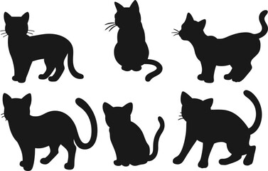 PrintCat silhouette vector set Isolated On White Background
