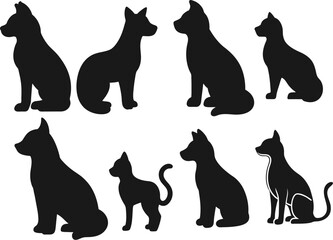 Cat silhouette vector set Isolated On White Background