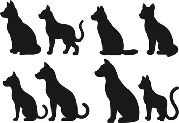 PrintFlat design dog and cat silhouette set