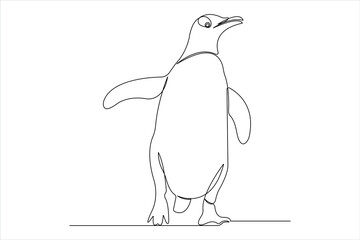Penguin continuous one line art drawing of vector