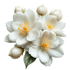 White jasmine flowers. png isolated background. transparent background