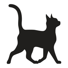This is a simple black and white illustration of a cat silhouette.