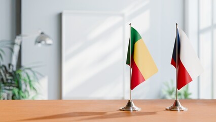 FLAGS OF BENIN AND CZECH REPUBLIC ON TABLE