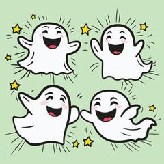 This is a cute cartoon of ghost with pumpkin in Halloween festival.