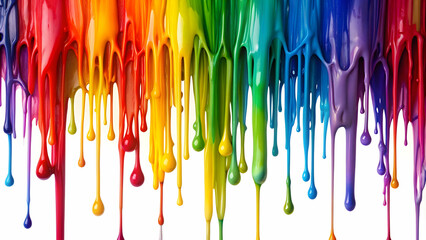 Abstract colorful paint drips on a white background , art, vibrant, decoration, creative, liquid, texture, flowing