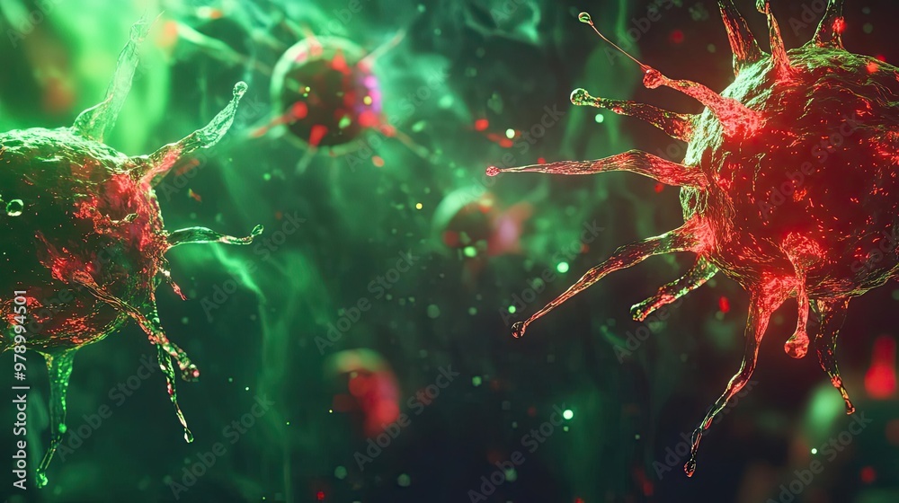 Aufkleber colorful abstract representation of viruses in a microscopic view, showcasing intricate details and 
