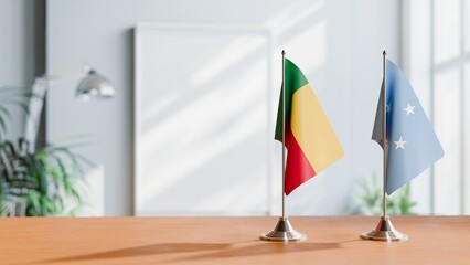 FLAGS OF BENIN AND MICRONESIA ON TABLE