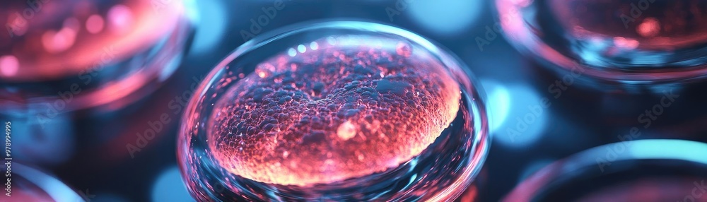 Poster Close-up view of colorful liquid droplet in laboratory setting, showcasing vibrant patterns and intricate details.