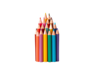 A row of sharpened colored pencils is ideal for educational materials, school supplies, stationary, art projects, coloring books, and creative designs. Generative AI
