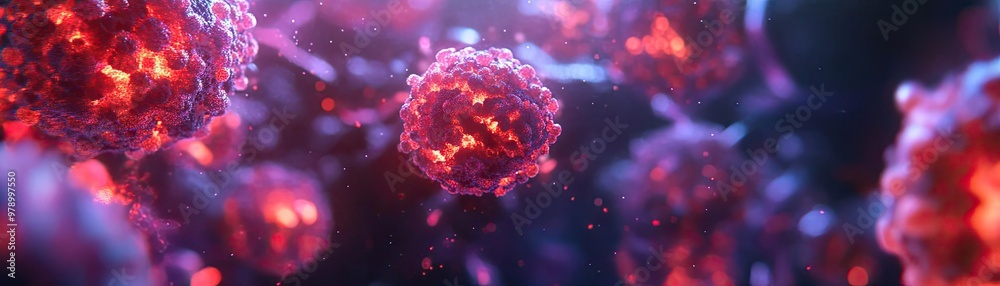 Aufkleber vivid illustration of abstract cells with vibrant colors, showcasing biological structures in a dyna