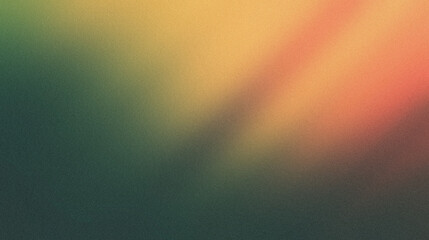 Obraz premium Soft diagonal gradient from coral orange to light yellow, fading into a dark forest green background, noise texture effect