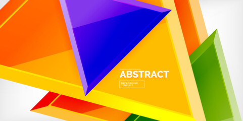 Abstract background - colorful triangles with 3d effect. Vector Illustration For Wallpaper, Banner, Background, Card, Book Illustration, landing page