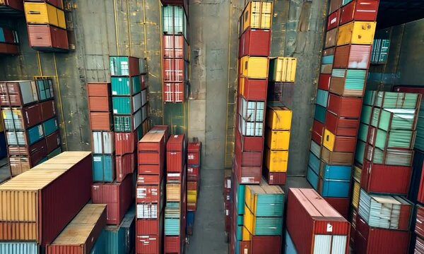 Aerial View of Shipping Containers in a Port