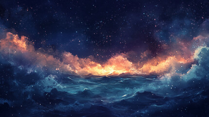 Obraz premium Background tile image of night magic sky palewave, magic 