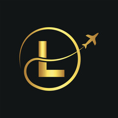 Initial travel Logo combine with letter L vector template