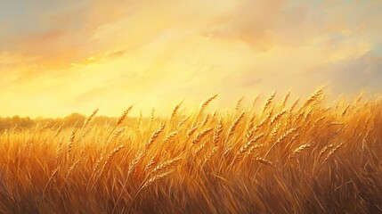 Fototapeta premium wheat field at sunset