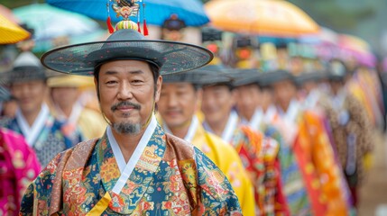 Obraz premium Chuseok Festival . Tourists: Tourists from all over the world are drawn to the festival's unique beauty and cultural significance, eager to experience the traditions and hospitality of Chuseok