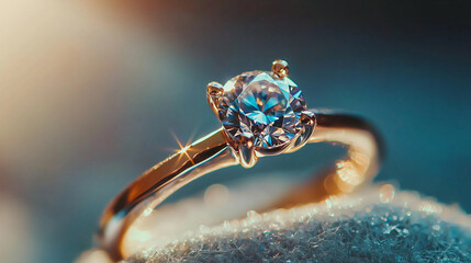 Elegant diamond ring with a golden band