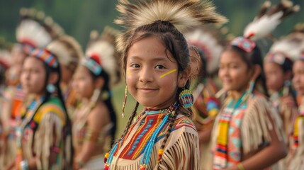 Native American Heritage Month. A group of Native American youth participating in a traditional dance or sporting event, their energy and enthusiasm showcasing the vitality of their culture.