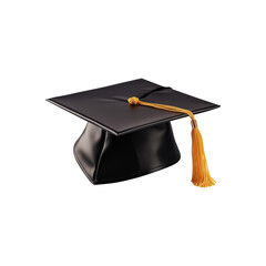 A black graduation cap with a gold tassel symbolizes achievement. Suitable for graduation designs, invitations, and educational concepts. Generative AI