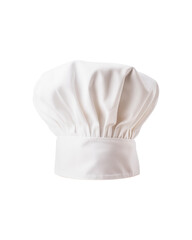 A white pleated chef's hat is isolated on a white background. Perfect for culinary designs, restaurant menus, cooking websites, and chef related projects. Generative AI