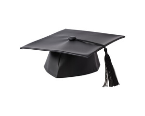 A black graduation cap with a gold tassel symbolizes achievement. Suitable for graduation designs, invitations, and educational concepts. Generative AI